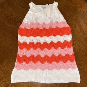 Paparazzi Crochet Top, coral and white, size MEDIUM
